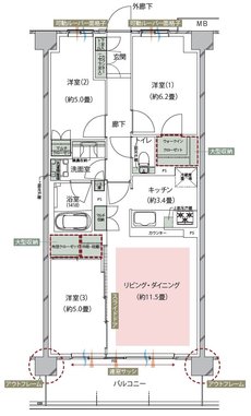 オーベル新松戸レジデンス 間取り J TYPE