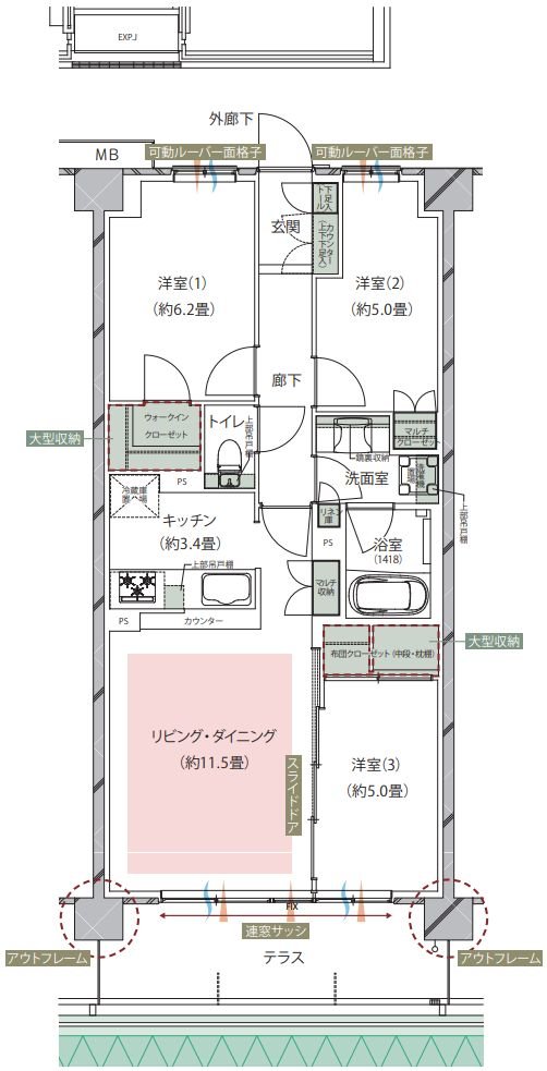 オーベル新松戸レジデンス 間取り Kt type