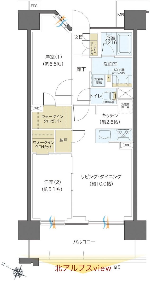 レーベン松本 GRIDE 間取り Eタイプ