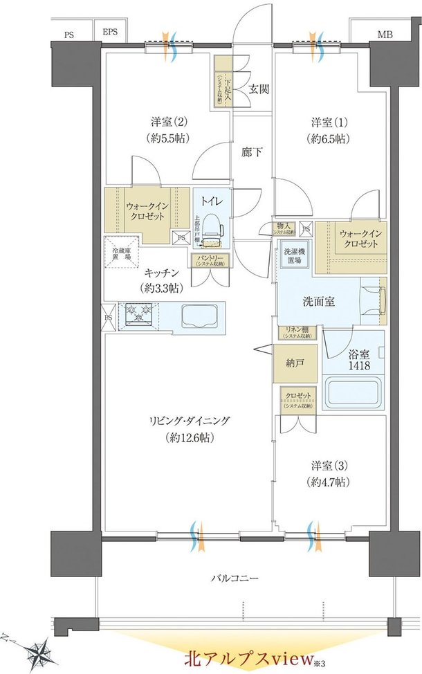 レーベン松本 GRIDE 間取り Cタイプ