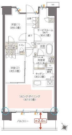 ハイムスイート相模原横山台 間取り H type