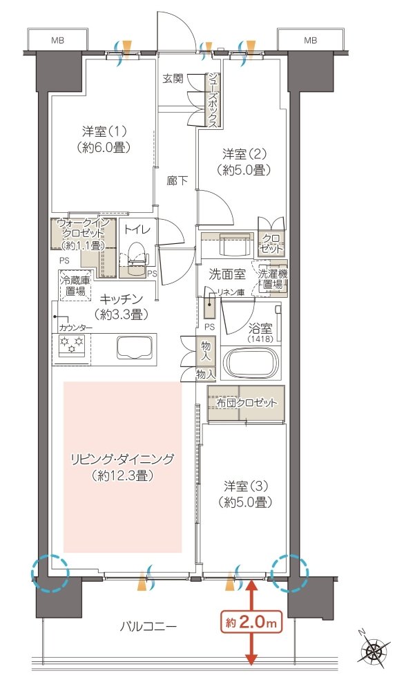 ハイムスイート相模原横山台 間取り B type