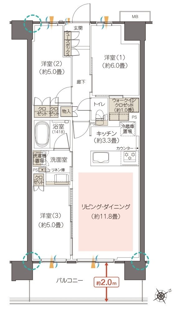 ハイムスイート相模原横山台 間取り M type