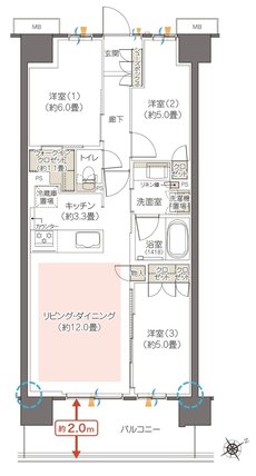 ハイムスイート相模原横山台 間取り R type