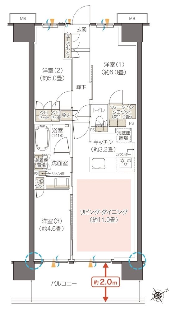 ハイムスイート相模原横山台 間取り K type