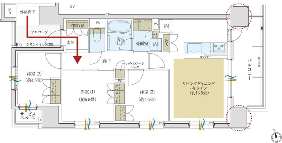 デュオヒルズ今池 間取り Aタイプ(最終期)