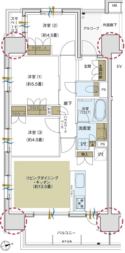 デュオヒルズ今池 間取り Aタイプ(第2期1次)