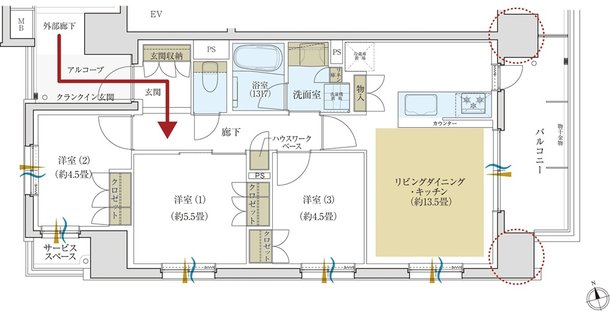 デュオヒルズ今池 間取り Aタイプ(最終期)
