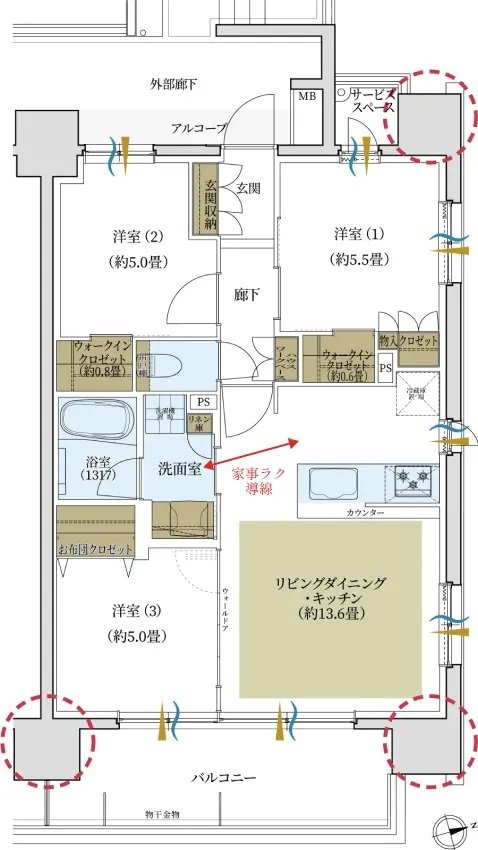 デュオヒルズ今池 間取り Cタイプ(最終期)