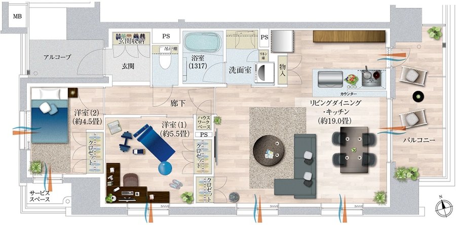 デュオヒルズ今池 間取り Aタイプ(3期4次)（リフォームプラン）