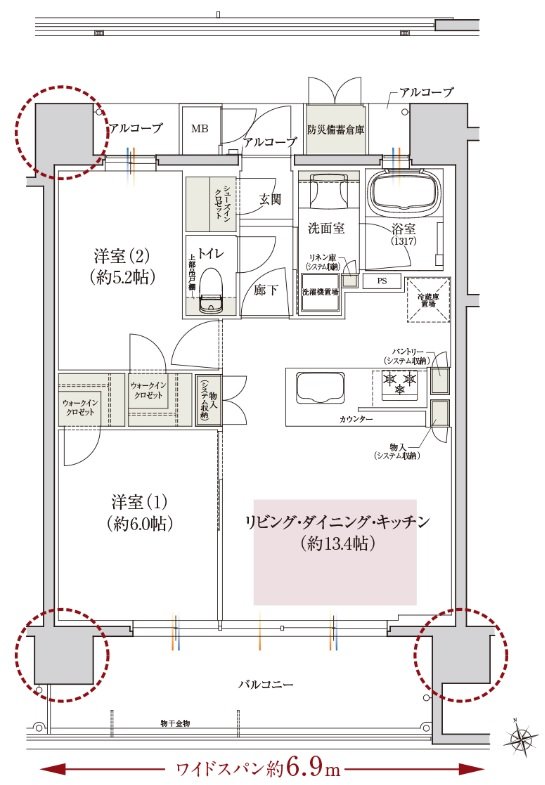 レ・ジェイド美章園駅前 間取り B type