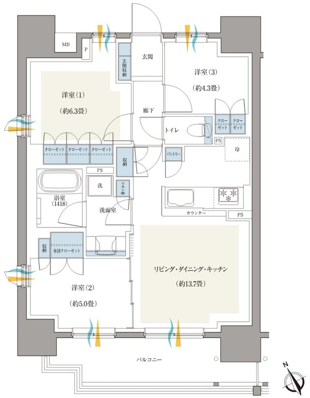 リーフィアレジデンス八王子北野 間取り A type