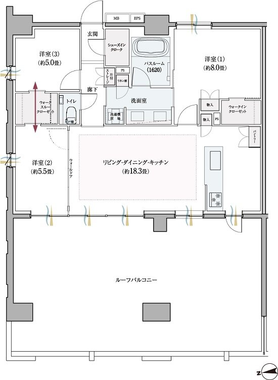 クリオ レジダンス八王子セントラルマークス 間取り Lタイプ