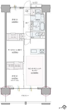 クリオ レジダンス八王子セントラルマークス 間取り B1タイプ