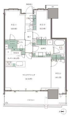 幕張ベイパーク　ライズゲートタワー 間取り W73Aタイプ