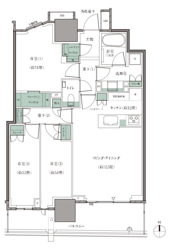 幕張ベイパーク　ライズゲートタワー 間取り S75Btタイプ