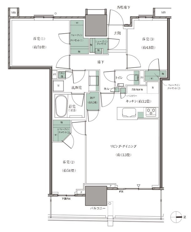 幕張ベイパーク　ライズゲートタワー 間取り E78タイプ