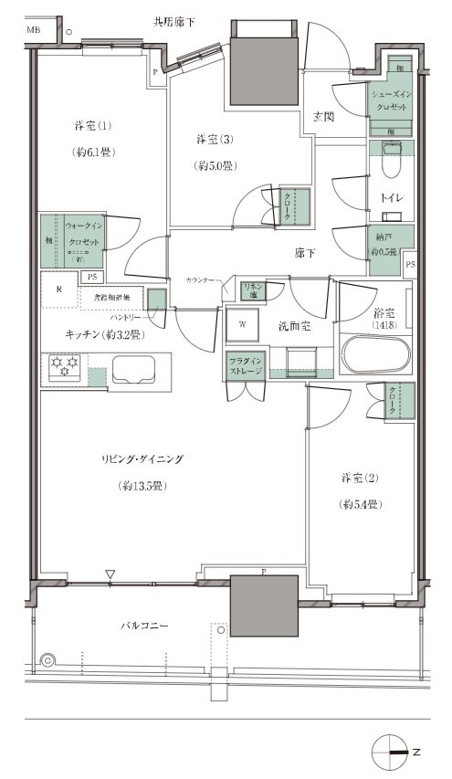 幕張ベイパーク　ライズゲートタワー 間取り E76タイプ