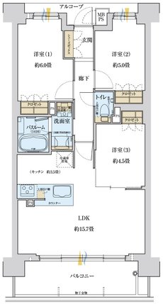 ワコーレ住吉サニースクエア 間取り B type