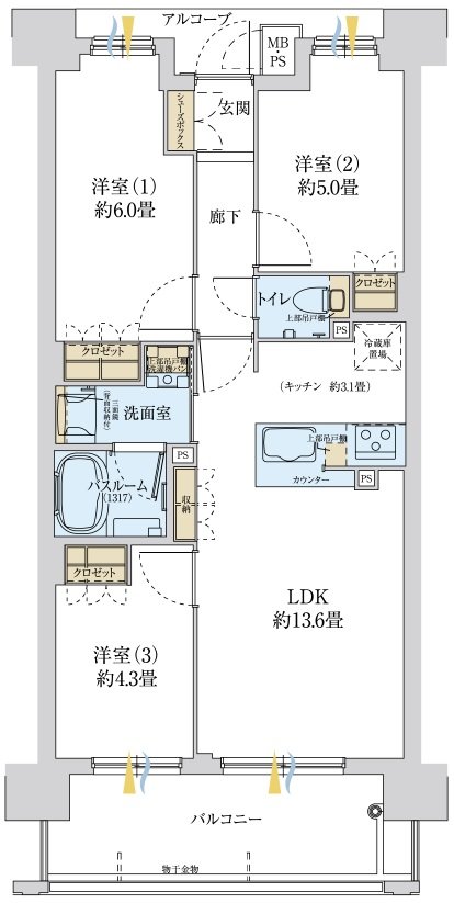 ワコーレ住吉サニースクエア 間取り D type