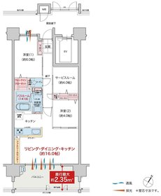 ヴェルディ沖野上［パークテラス］II 間取り B type（2～15階）