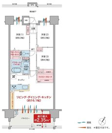 ヴェルディ沖野上［パークテラス］II 間取り F type（2〜15階）