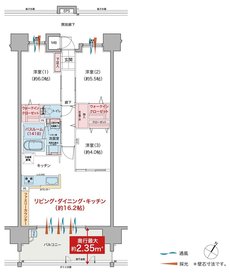 ヴェルディ沖野上［パークテラス］II 間取り F type menu1（2〜15階）