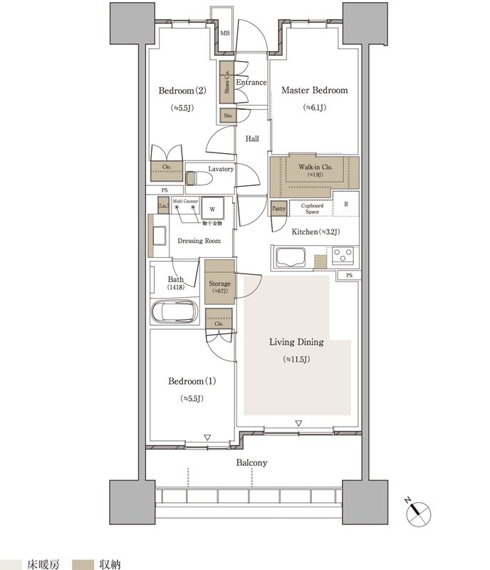 パークタワー向ヶ丘遊園 間取り Dタイプ