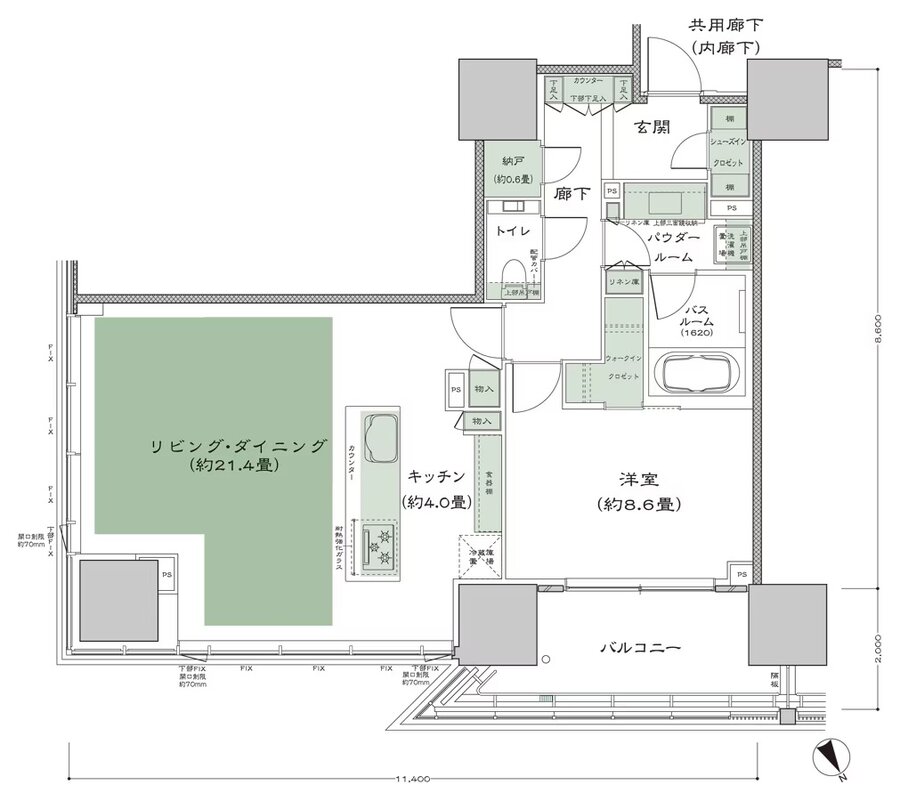 グランドヒルズ恵比寿 間取り 80F'tr-4 type
