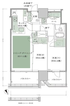 グランドヒルズ恵比寿 間取り 65C2-1 type