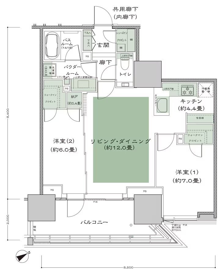 グランドヒルズ恵比寿 間取り 65G'-1 type