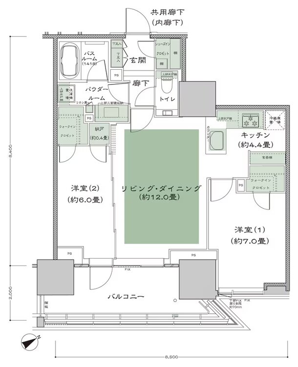 グランドヒルズ恵比寿 間取り 65G'-1 type