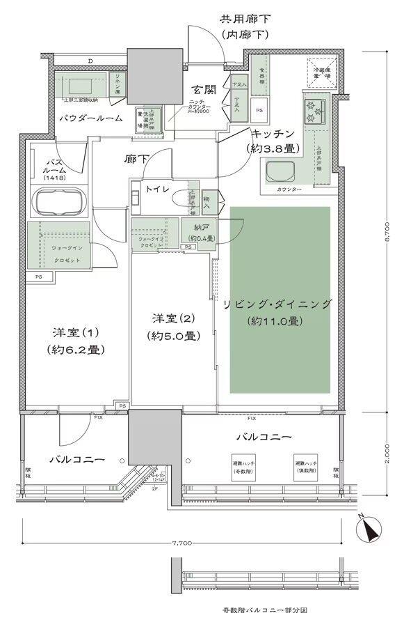 グランドヒルズ恵比寿 間取り 65C1-1 type