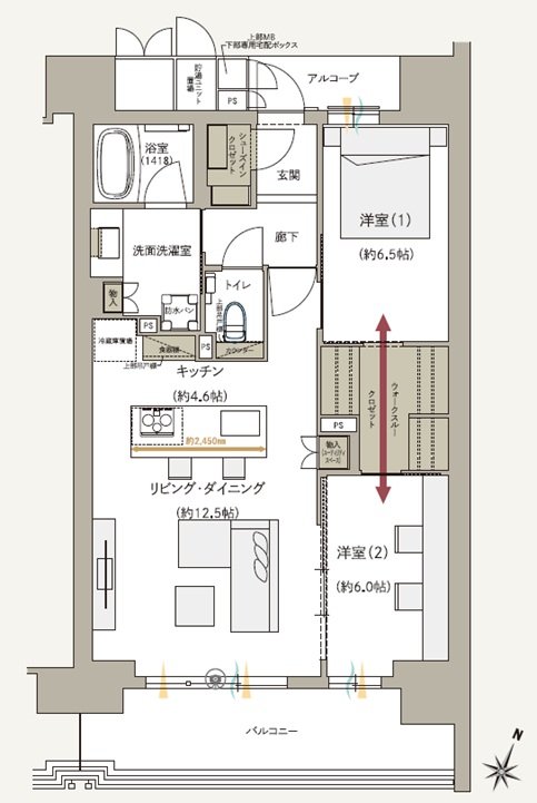 ジオ神戸三宮 間取り Bタイプ