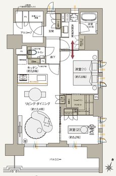 ジオ神戸三宮 間取り Eタイプ