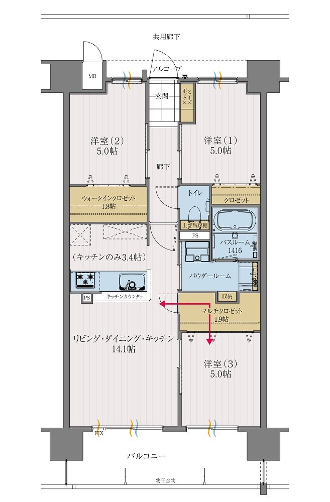アルファステイツ西福原 間取り E TYPE