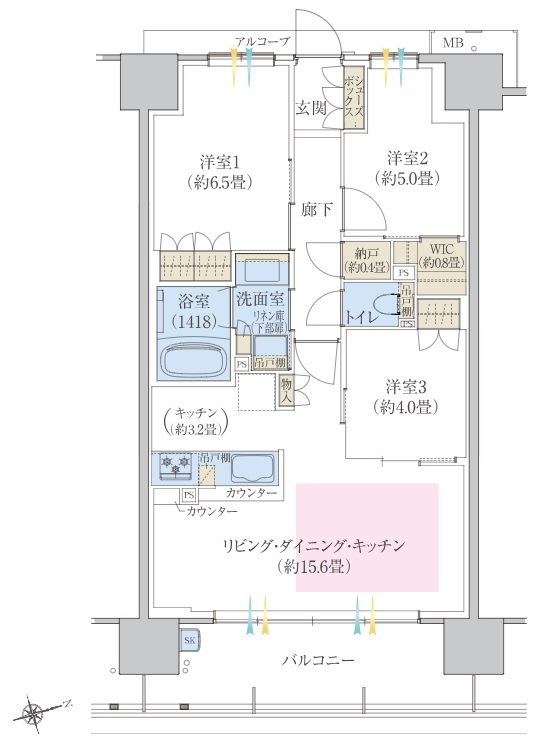 ヴェリテ東岸和田駅前 間取り Hタイプ