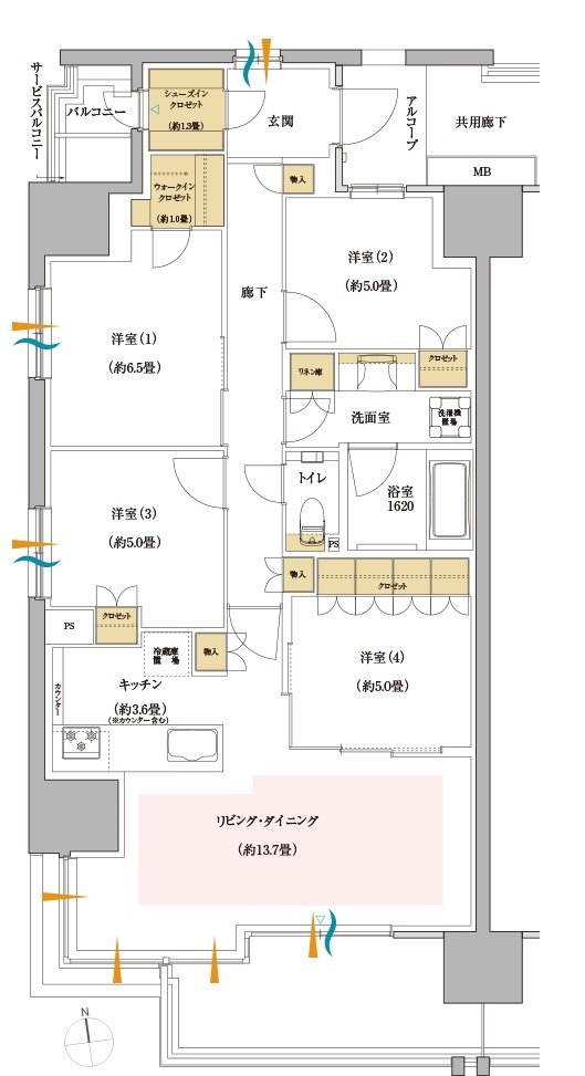 サンリヤン岐阜グランコンド 間取り Aタイプ