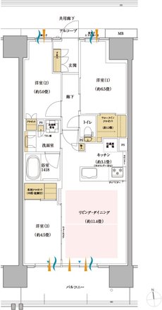 サンリヤン岐阜グランコンド 間取り Eタイプ