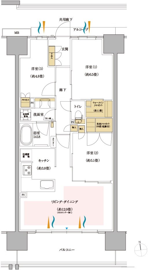 サンリヤン岐阜グランコンド 間取り Jタイプ