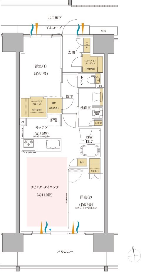 サンリヤン岐阜グランコンド 間取り Gタイプ