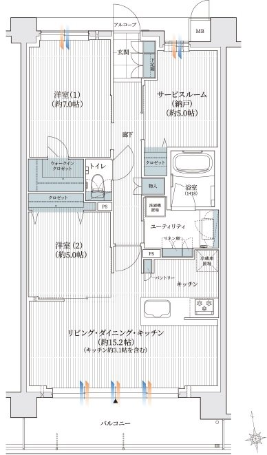 ユニハイム エクシア樟葉 間取り Dタイプ