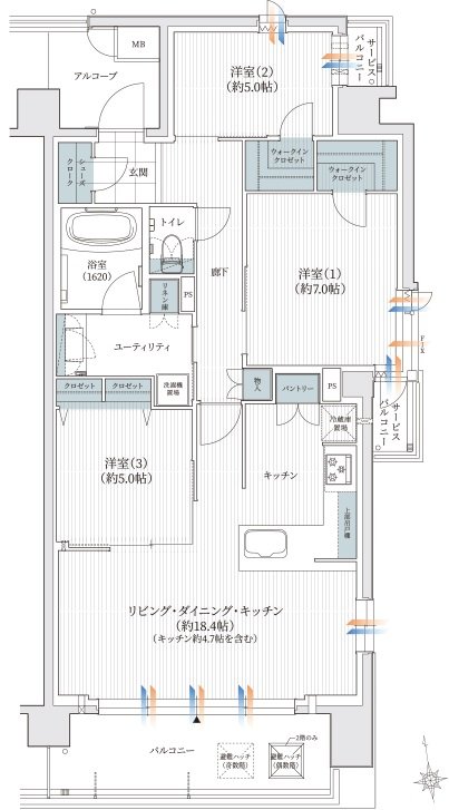 ユニハイム エクシア樟葉 間取り Lタイプ
