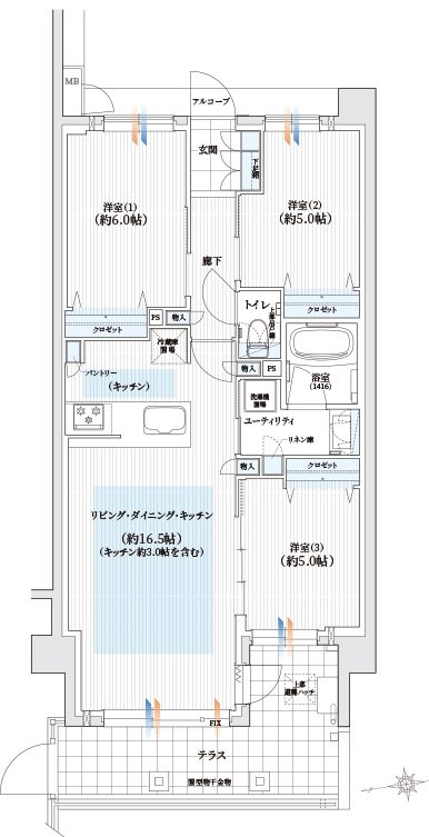 ユニハイム エクシア樟葉 間取り Bgタイプ