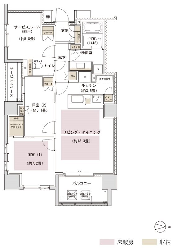 パークホームズ京都二条城 間取り Jタイプ