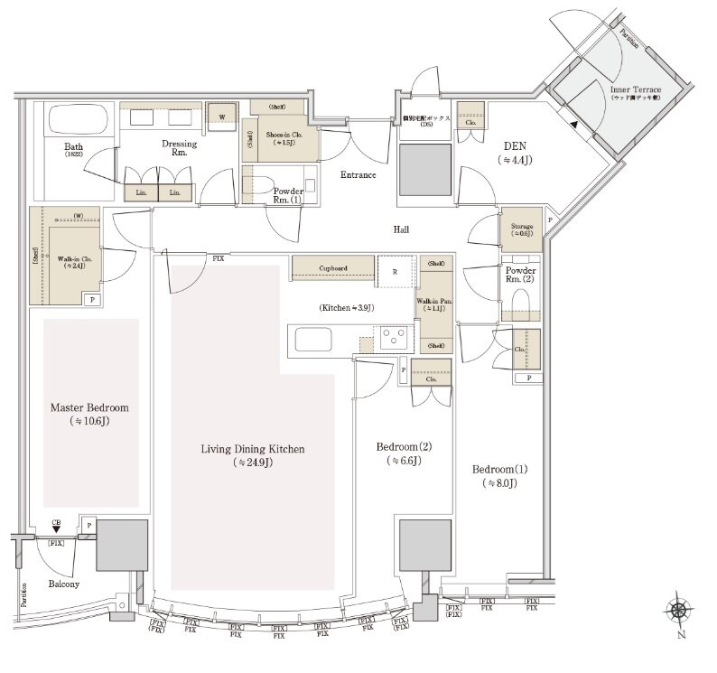 THE TOYOMI TOWER MARINE&SKY 間取り E-130Bn type