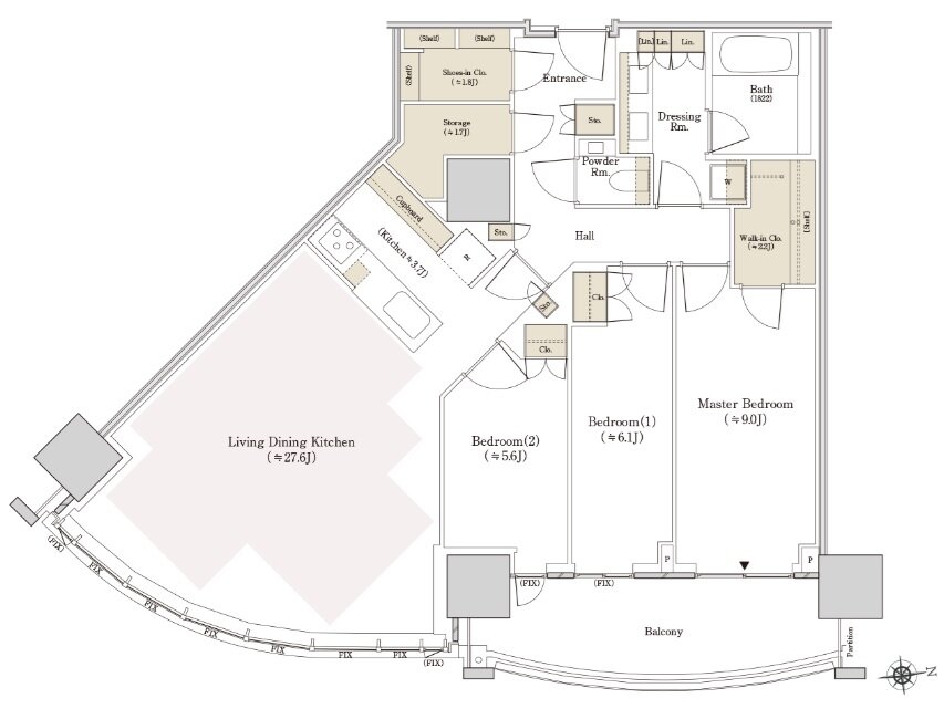 THE TOYOMI TOWER MARINE&SKY 間取り W-113Ase type