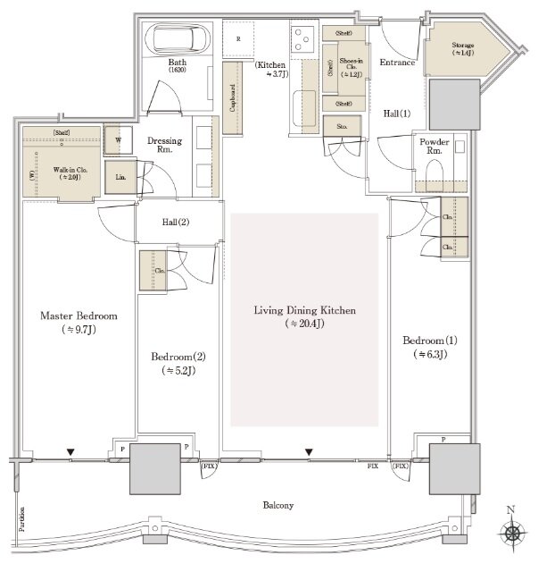 THE TOYOMI TOWER MARINE&SKY 間取り W-97As type