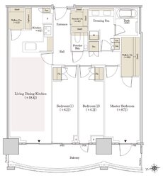 ＴＨＥ　ＴＯＹＯＭＩ　ＴＯＷＥＲ　ＭＡＲＩＮＥ＆ＳＫＹ 間取り E-96Bw type