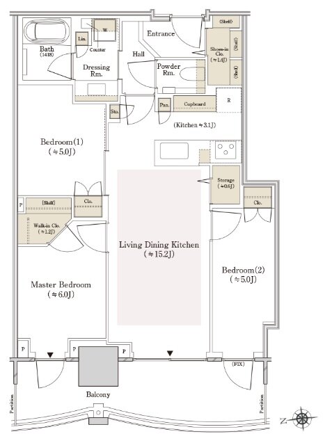 THE TOYOMI TOWER MARINE&SKY 間取り E-70Dw type